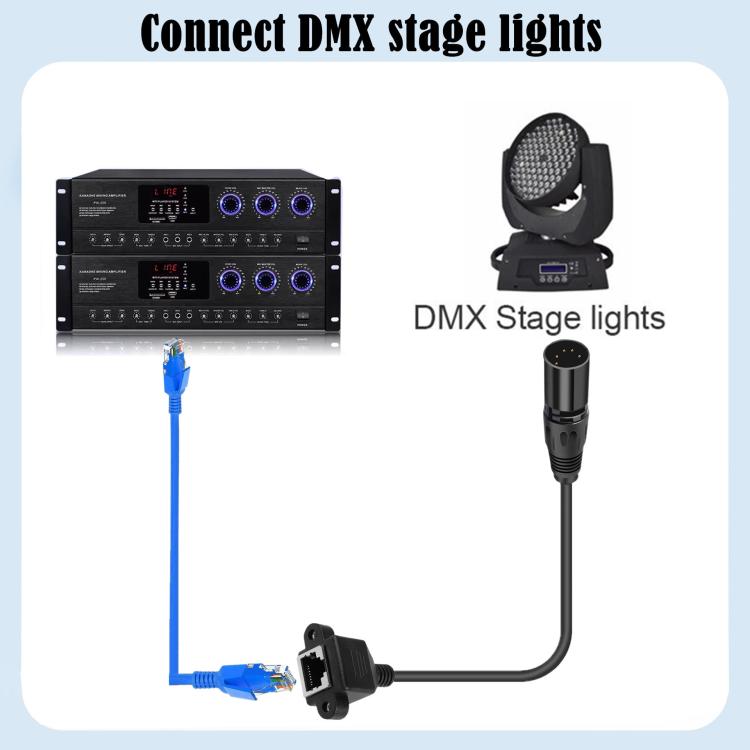 XLR 5 Pin Male to RJ45 Female Audio Cable, Length: 30cm, Male to RJ45 Female