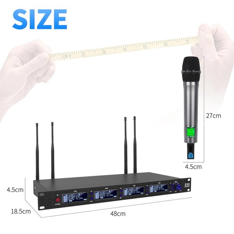 XTUGA M6604S-H Diversity Wireless Microphone System 4 Channel UHF Handheld Microphone, M6604S-H