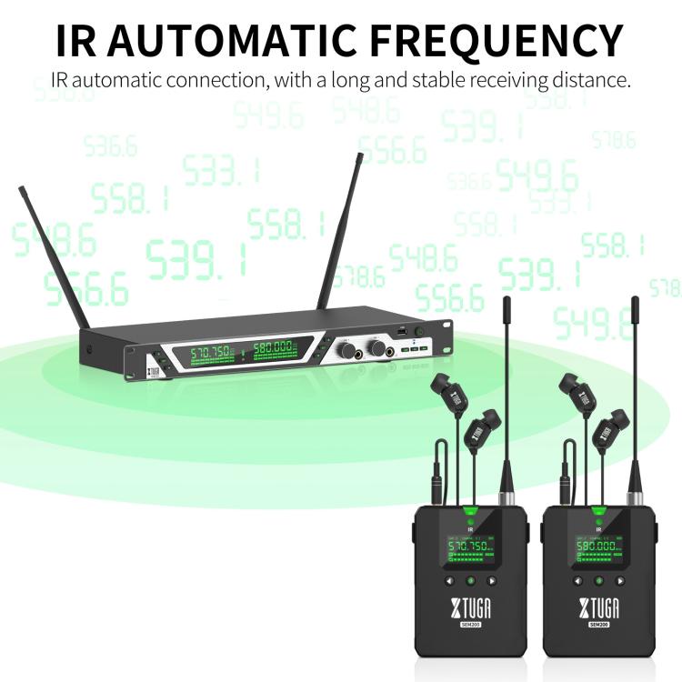 XTUGA SEM200 Wireless Stereo Stage Performance Professional In-ear Monitor System, One BodyPack, 2 BodyPacks + Transmitter, 4 BodyPacks + Transmitter
