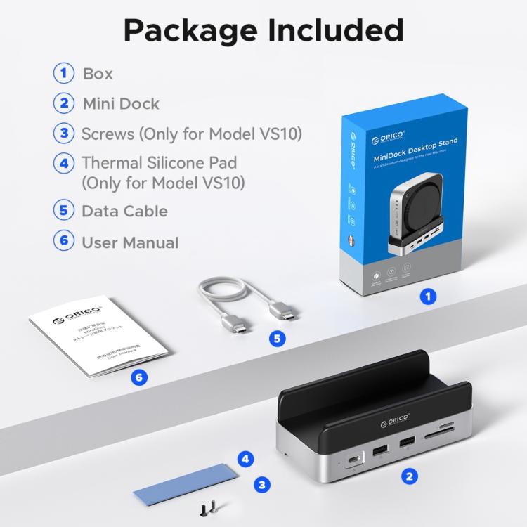 ORICO VS10 Mini Dock Desktop Expansion Multi-function Holder for Mac Mini 2024, without Memory, without Memory