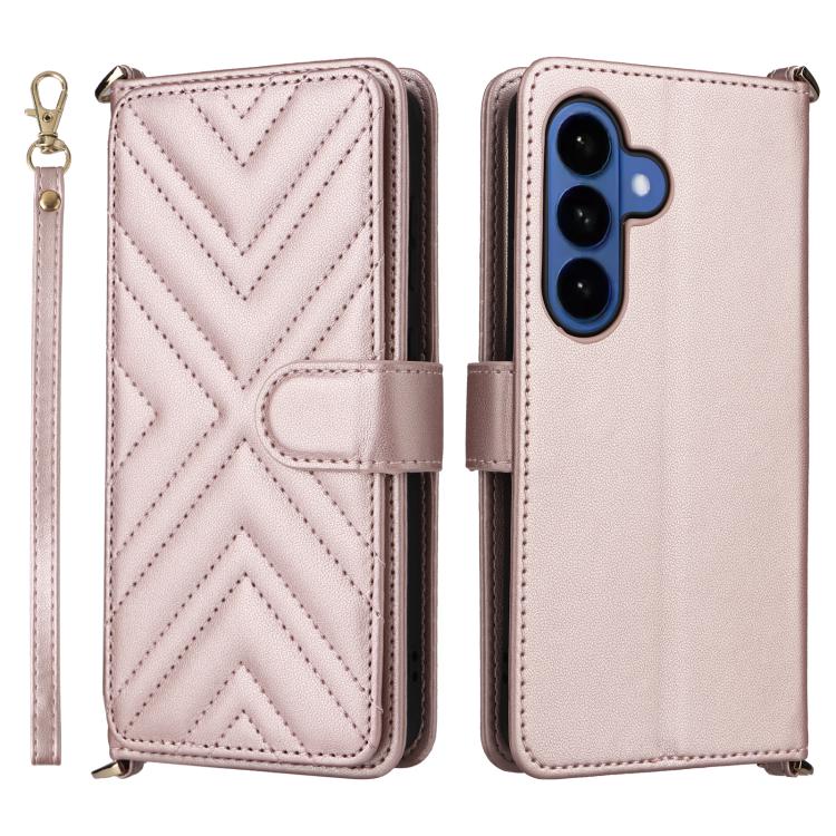 Custodia per telefono in pelle multifunzionale con 6 scomparti per carte e cinturino da polso., For Samsung Galaxy S26+ 5G, For Samsung Galaxy S26 Ultra 5G, For Samsung Galaxy S26 5G, For Samsung Galaxy S25 FE 5G, For Samsung Galaxy S25 Edge 5G