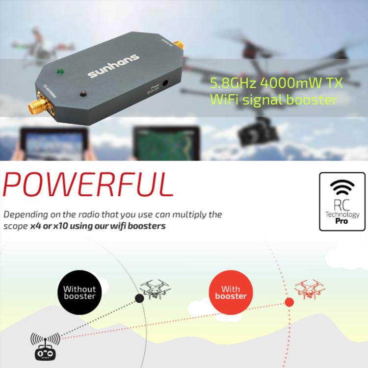 SUNHANS eSunRC 4000mW 5.8Ghz 36dBm WiFi Signal Booster, 4000mW 5.8Ghz