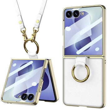 Custodia in pelle con anello galvanizzato per Galaxy Z Flip8 5G e Samsung Galaxy