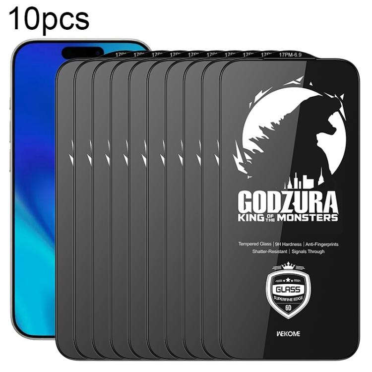 WK WTP-124 10 pezzi Pellicola in vetro temperato HD a schermo intero con bordo ultra sottile e curvatura 6D, For iPhone 17 Pro Max, For iPhone 17 Pro, For iPhone 16 Pro / 17, For iPhone Air, For iPhone 16 Pro Max, For iPhone 16 Plus / 15 Plus