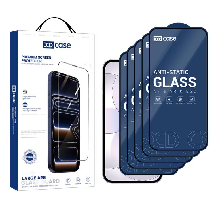 Pellicola protettiva in vetro temperato HD serigrafata XDcase, confezione da 5 pezzi., For iPhone 17e / 16e, For iPhone 17 Pro Max, For iPhone 17 Pro, For iPhone 17, For iPhone Air, For iPhone 16 Pro Max, For iPhone 16 Pro, For iPhone 16 Plus