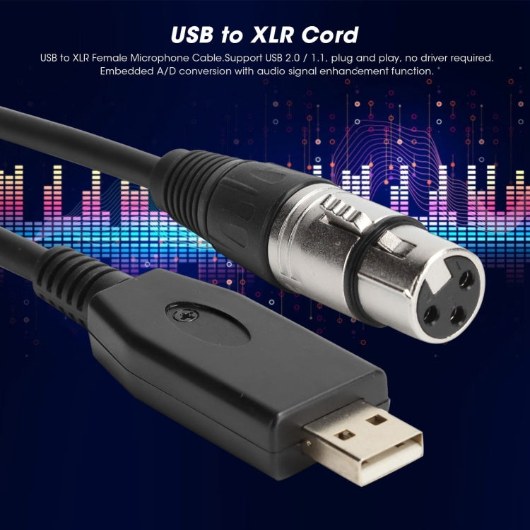 US18 Cavo di registrazione per microfono da USB a XLR femmina, 2m, 3m