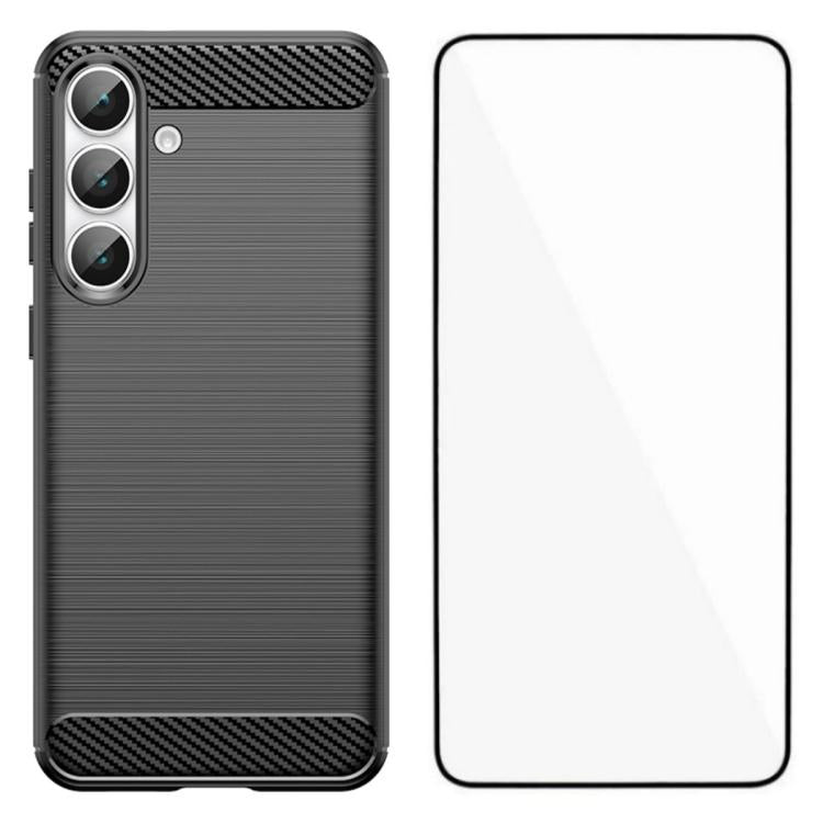 Custodia per telefono WANLONFENG in TPU antiurto con texture spazzolata e pellicola protettiva per lo schermo., For Galaxy S26 FE 5G, For Galaxy S26+ 5G, For Galaxy S26 Ultra 5G, For Galaxy S26 5G, For Galaxy S25 FE 5G, For Galaxy S25 Edge 5G