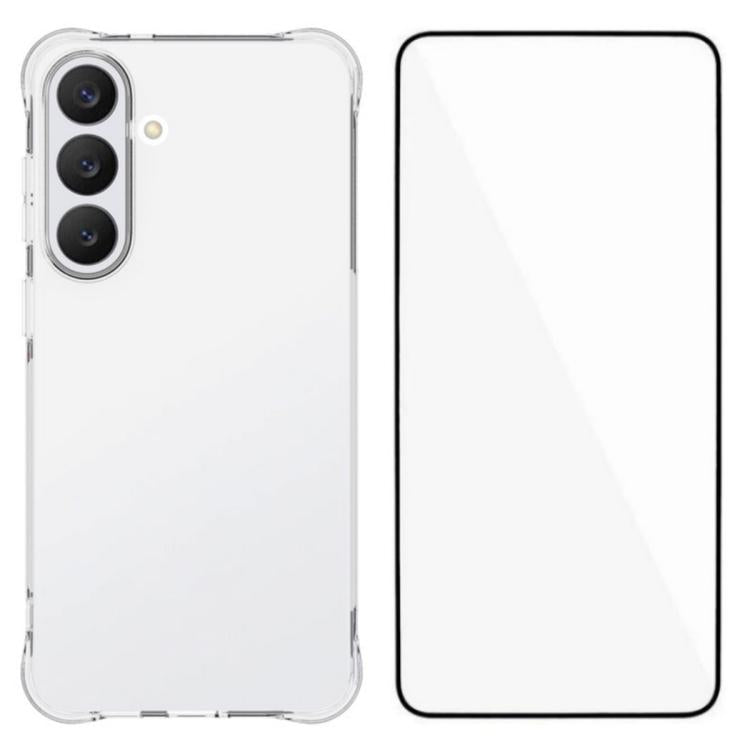 WANLONFENG Custodia per telefono in TPU trasparente antiurto a quattro angoli con pellicola protettiva per lo schermo, For Galaxy S26 FE 5G, For Galaxy S26+ 5G, For Galaxy S26 Ultra 5G, For Galaxy S26 5G, For Galaxy S25 FE 5G, For Galaxy S25 Edge 5G