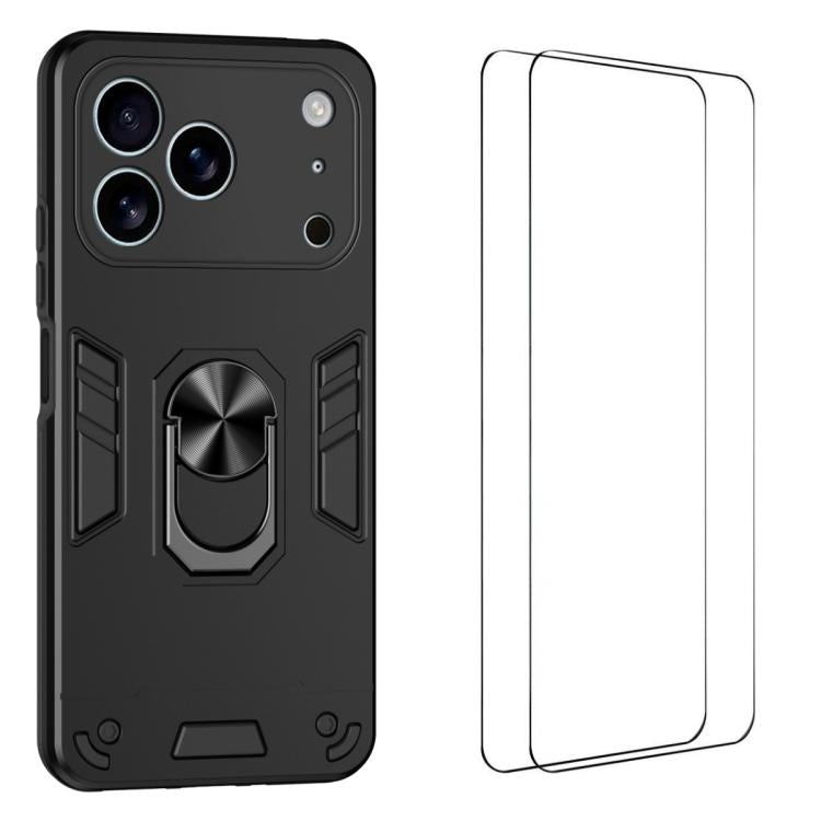 Custodia per telefono antiurto WANLONFENG con supporto integrato e 2 pellicole protettive per lo schermo., For iPhone 17 Pro Max, For iPhone 17 Pro, For iPhone 17, For iPhone Air, For iPhone 16 Pro Max, For iPhone 16 Pro, For iPhone 16
