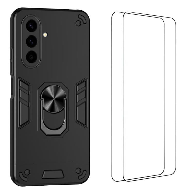 Custodia per telefono antiurto WANLONFENG con supporto integrato e 2 pellicole protettive per lo schermo., For Galaxy A57 5G, For Galaxy A37 5G, For Galaxy A17 5G / 4G, For Galaxy A07 4G, For Galaxy A06 5G, For Galaxy A56 5G, For Galaxy A26 5G