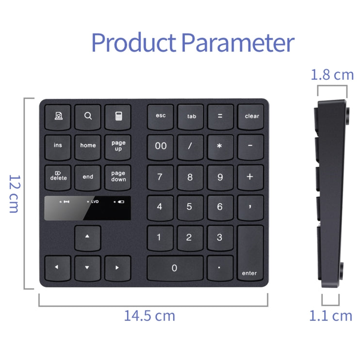 533 Tastiera digitale con ricarica wireless dal design ultrasottile 2.4G a 35 tasti