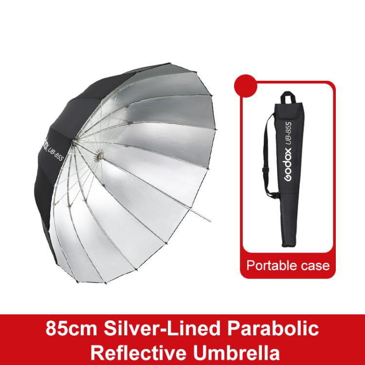 Diffusore riflettore per studio fotografico Godox, UB-85S Black Silver Umbrella, UB-85S Black Silver Umbrella with Softbox, UB-105S Black Silver Umbrella, UB-105S Black Silver Umbrella with Softbox, UB-130S Black Silver Umbrella