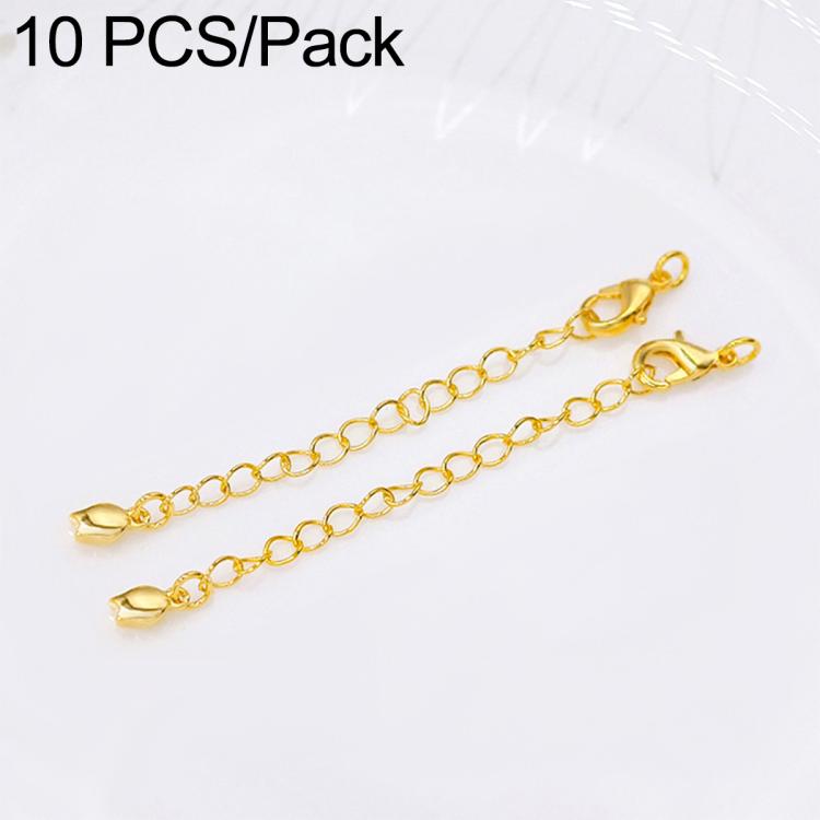 Confezione da 10 pezzi di catenelle di prolunga con moschettone in rame placcato oro per la creazione di collane e bracciali fai da te., 3D Rose Flower, 3D Round Head Water Drop, 3D Five-Pointed Star, Rippled Heart, Rippled Plum Blossom, Rippled Leaf