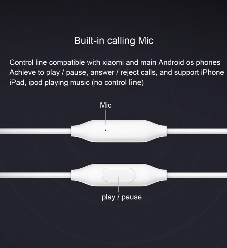 Cuffie intrauricolari originali Xiaomi Mi Auricolari base con controllo via cavo + microfono, supporto per rispondere e rifiutare chiamate
