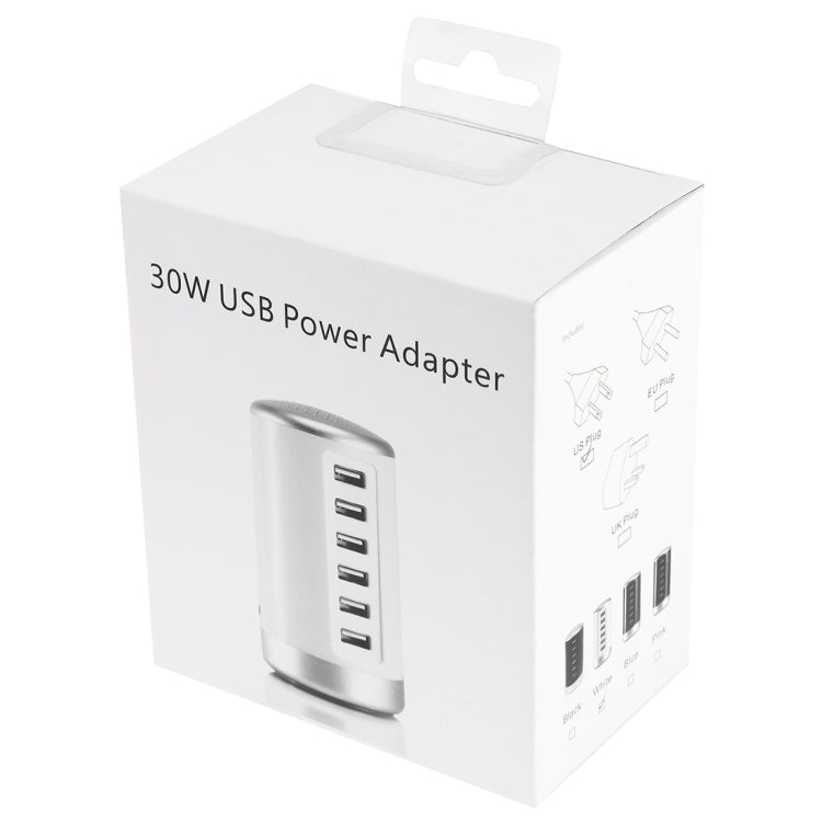 XLD4 30W 6 porte USB Adattatore di alimentazione per stazione di ricarica AC100-240V, spina americana