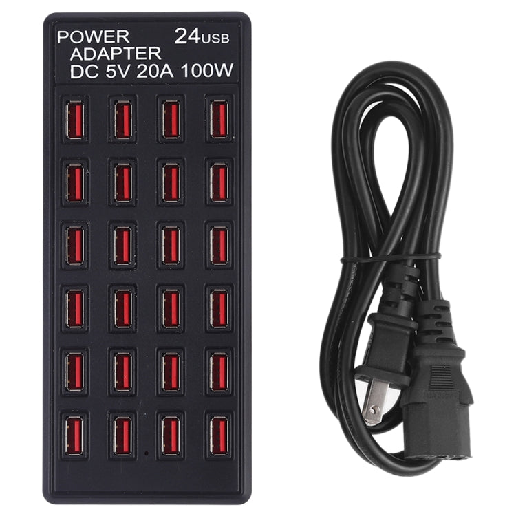 Caricabatterie intelligente con stazione di ricarica rapida da 100 W, 24 porte USB, con indicatore LED CA 100-240 V, presa americana, 100W 24 USB Ports US Plug