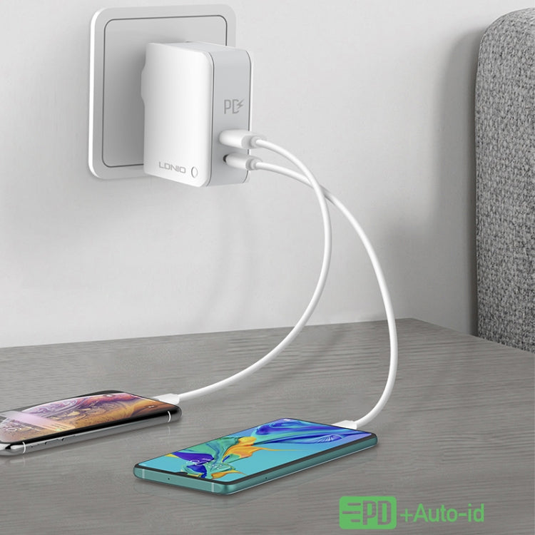 LDNIO A4403C 30W PD + Caricatore rapido da viaggio pieghevole con identificazione automatica con cavo a 8 pin da 1 m, spina AU, with 8 Pin Cable, 30W with 8 Pin Cable