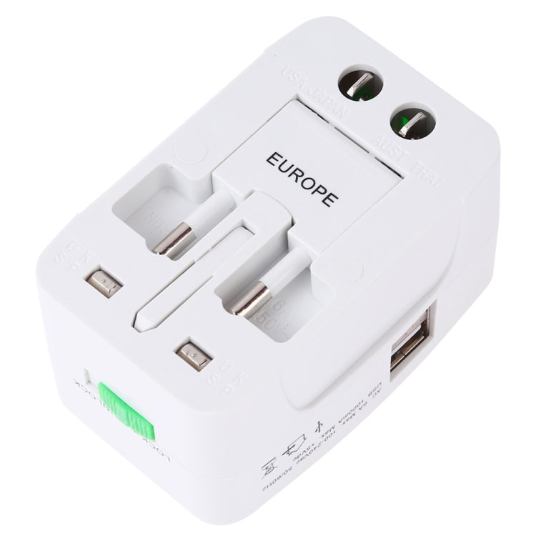 Convertitore universale da viaggio multifunzione 110-250 V con doppia interfaccia USB, spina EU / UK / US / AU