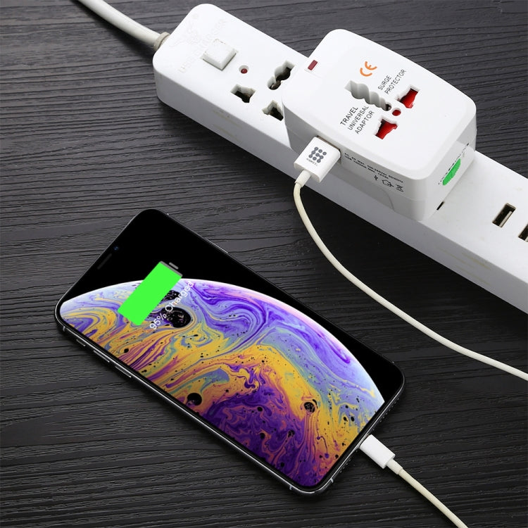 Convertitore universale da viaggio multifunzione 110-250 V con doppia interfaccia USB, spina EU / UK / US / AU
