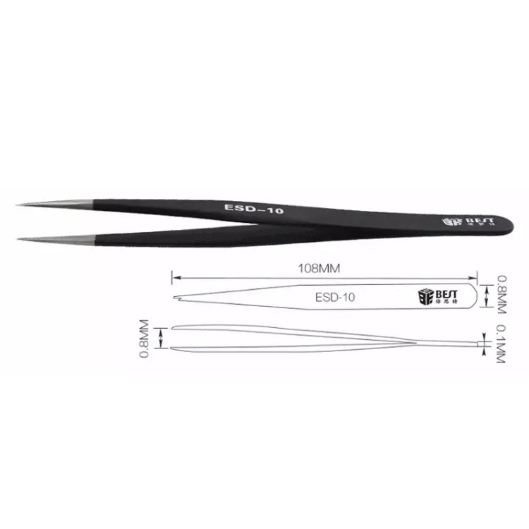 MIGLIORI pinzette antistatiche di precisione in acciaio inossidabile ESD BST-10, BST-10