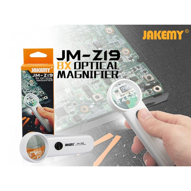 JAKEMY JM-Z19 Lente d'ingrandimento ottica portatile 8X con luce LED, JM-Z19 8X Magnifier