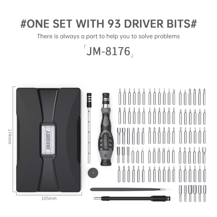 JAKEMY JM-8176 Kit di strumenti di smontaggio e riparazione per orologio 106 in 1 per telefono cellulare, JM-8176