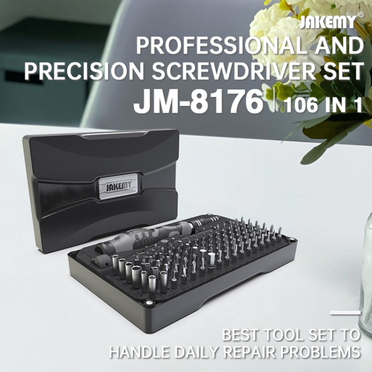 JAKEMY JM-8176 Kit di strumenti di smontaggio e riparazione per orologio 106 in 1 per telefono cellulare, JM-8176