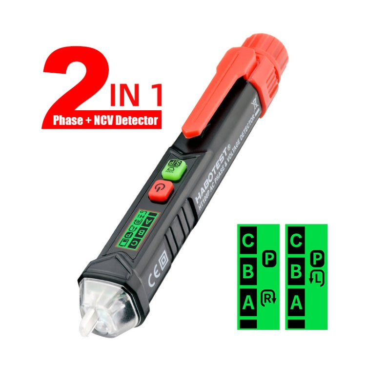 HABOTEST HT100P Tester per penna rilevatore display LCD AC trifase senza contatto con indicatore di rotazione, HT100P