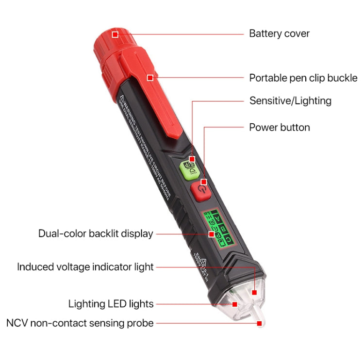 HABOTEST HT100P Tester per penna rilevatore display LCD AC trifase senza contatto con indicatore di rotazione, HT100P