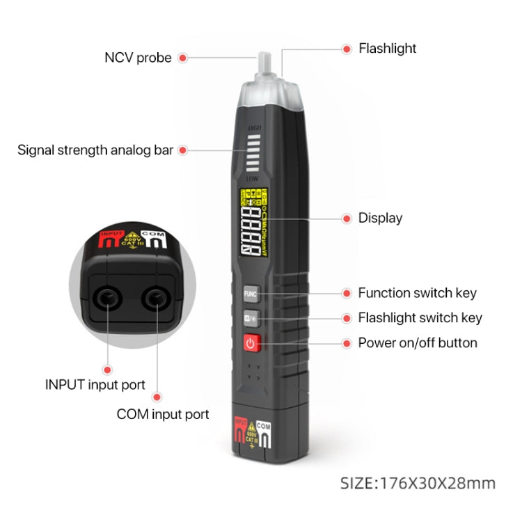 HABOTEST HT122 Multimetro digitale multifunzione a sequenza di fase Penna per test di elettricità intelligente, HT122