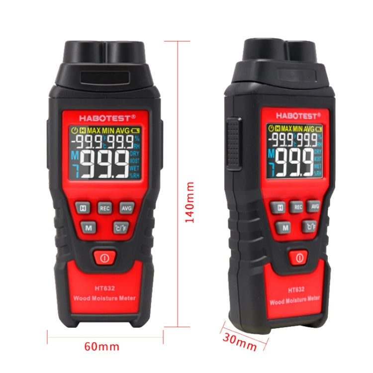 HABOTEST HT632 Rilevatore di umidità del legno portatile multifunzionale con display digitale, HT632