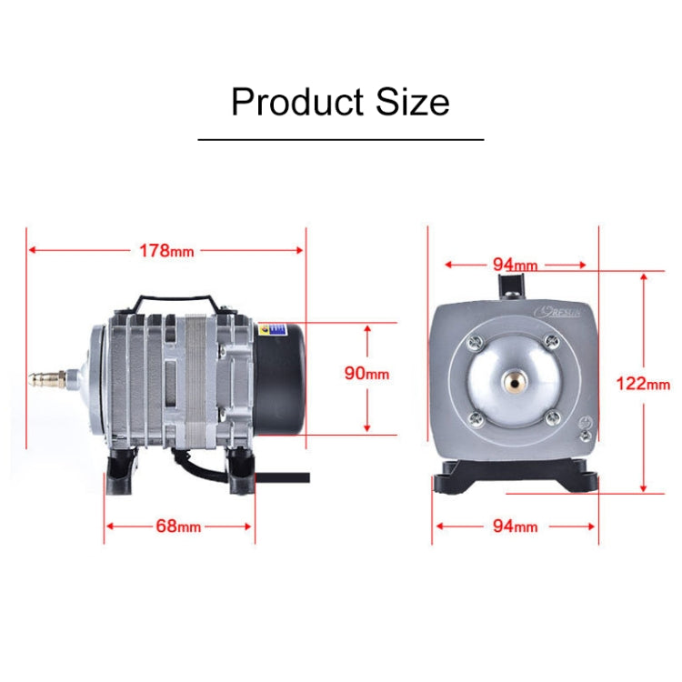 ACO-003 35W 65L/Min Pompa d'Aria Elettromagnetica Compressore per Frutti di Mare Acquario Aumenta il Divisore del Flusso d'Aria di Ossigeno, Spina USA, ACO-003