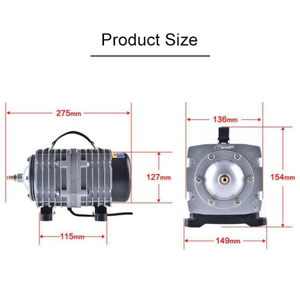 ACO-008 120W 110L/Min Pompa d'Aria Elettromagnetica Compressore Frutti di Mare Acquario Aumenta lo Splitter del Flusso d'Aria di Ossigeno, Spina USA, ACO-008