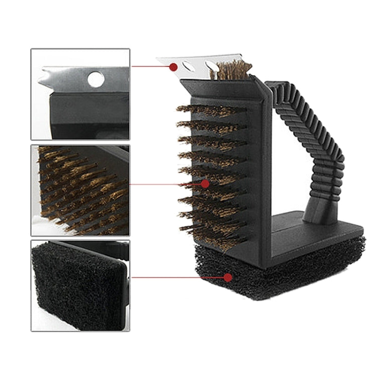 Spazzola per pulizia barbecue all'aperto Campeggio Picnic BBQ Griglia in filo di rame Spazzola triangolare in filo di rame tre in uno ad angolo retto, BBQ Copper Brush