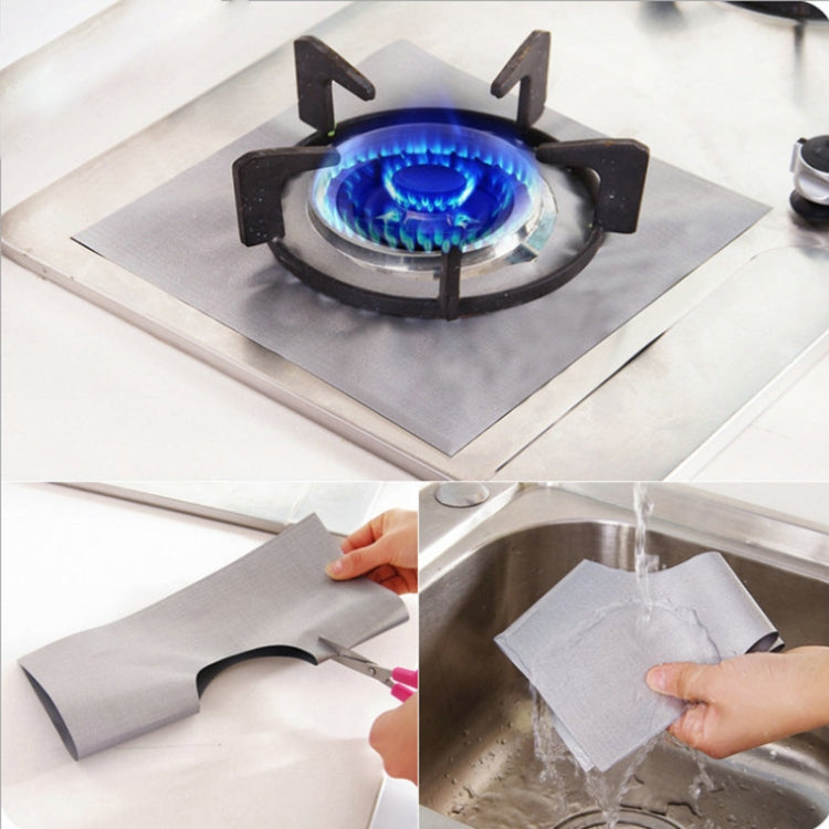 Tampone protettivo per la pulizia del piano cottura in materiale di fibra ultrasottile per la superficie del forno a gas da 4 pezzi, dimensioni: 27 * 27 cm (Argento), 4 PCS