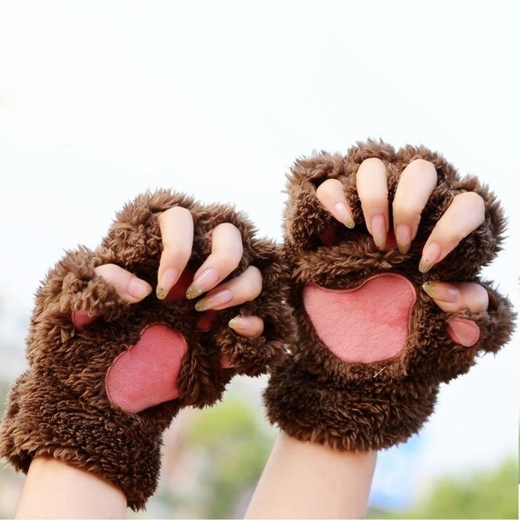 Guanti invernali da donna con artiglio di gatto adorabili, spessi, caldi, soffici, con zampe mezze dita