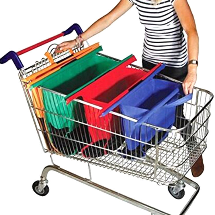 4 pezzi/set borse per trolley da supermercato borse per la spesa portatili in tessuto non tessuto, Shopping Bags