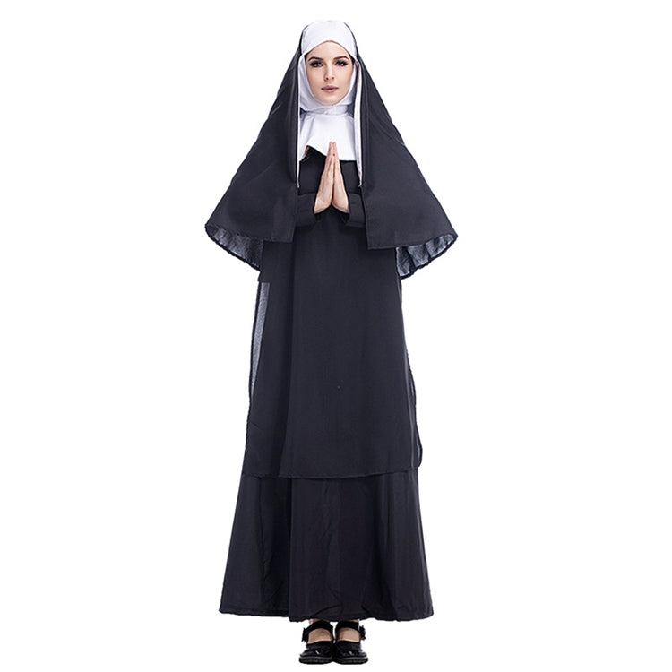 Costume di Halloween Donna Suora Missionaria Cosplay Abbigliamento, Size:S, Size:M, Size:L, Size:XL