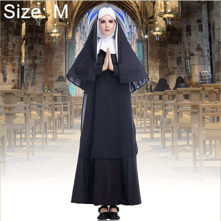 Costume di Halloween Donna Suora Missionaria Cosplay Abbigliamento, Size:S, Size:M, Size:L, Size:XL