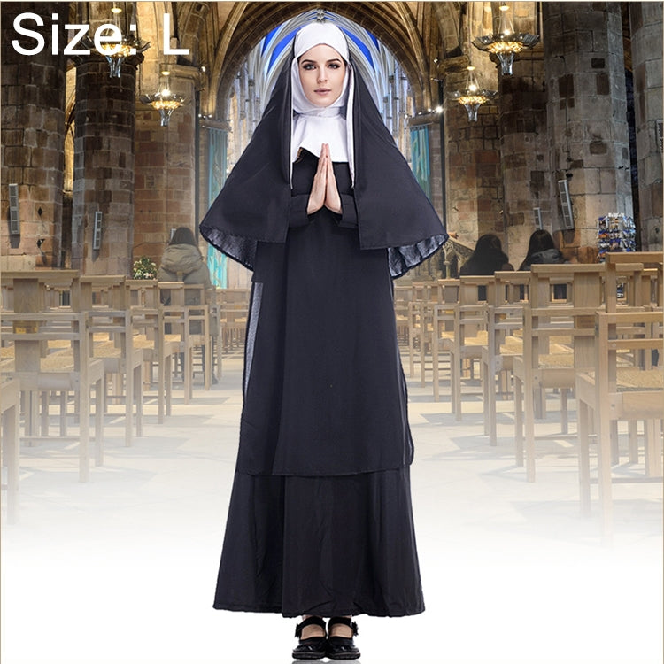 Costume di Halloween Donna Suora Missionaria Cosplay Abbigliamento, Size:S, Size:M, Size:L, Size:XL