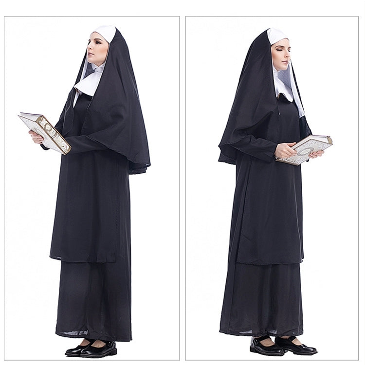 Costume di Halloween Donna Suora Missionaria Cosplay Abbigliamento, Size:S, Size:M, Size:L, Size:XL