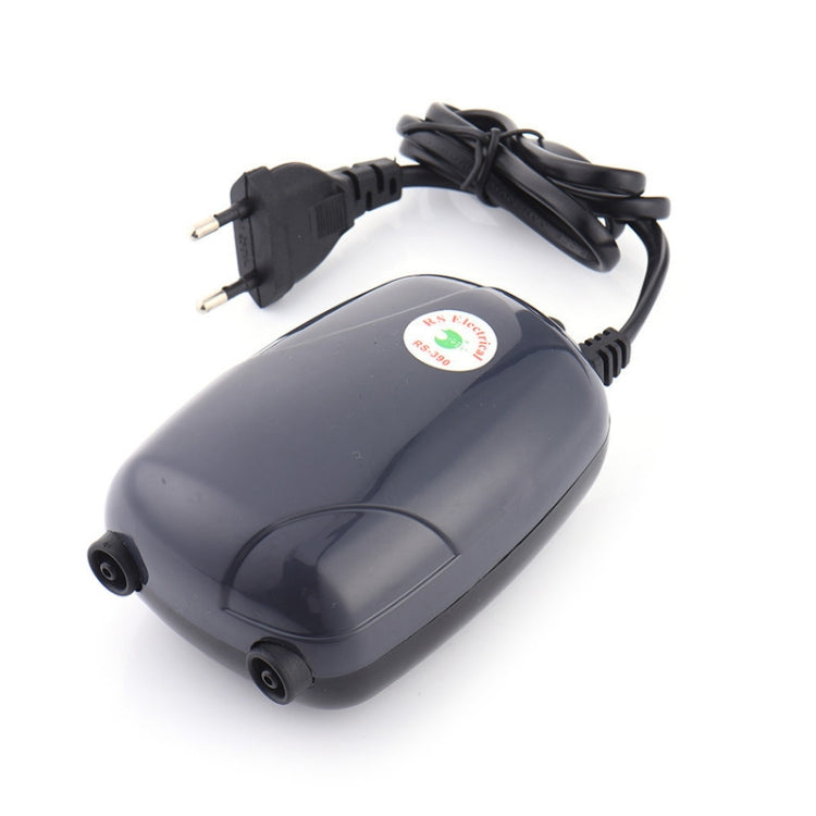 RS-390 220V 5W Doppie uscite Flusso regolabile Pompa d'aria silenziosa per acquario Pompa d'aria per ossigeno per acquario, 5W