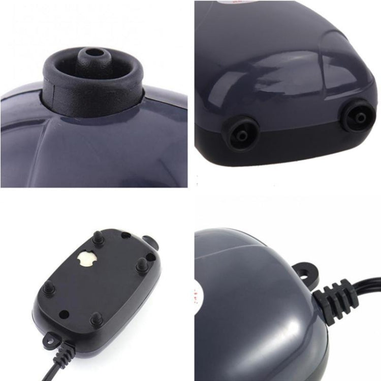 RS-390 220V 5W Doppie uscite Flusso regolabile Pompa d'aria silenziosa per acquario Pompa d'aria per ossigeno per acquario, 5W