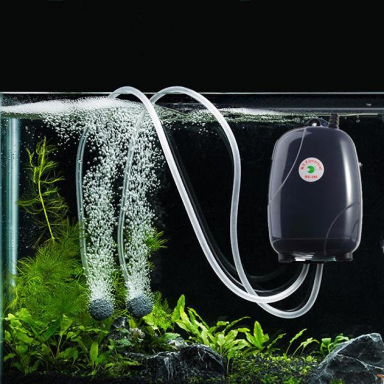 RS-390 220V 5W Doppie uscite Flusso regolabile Pompa d'aria silenziosa per acquario Pompa d'aria per ossigeno per acquario, 5W