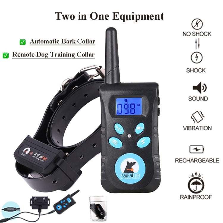 Collare antiabbaio automatico Sistema di controllo dell'addestramento degli animali domestici + Collare in pelle PU con scosse elettriche per cani, PD520