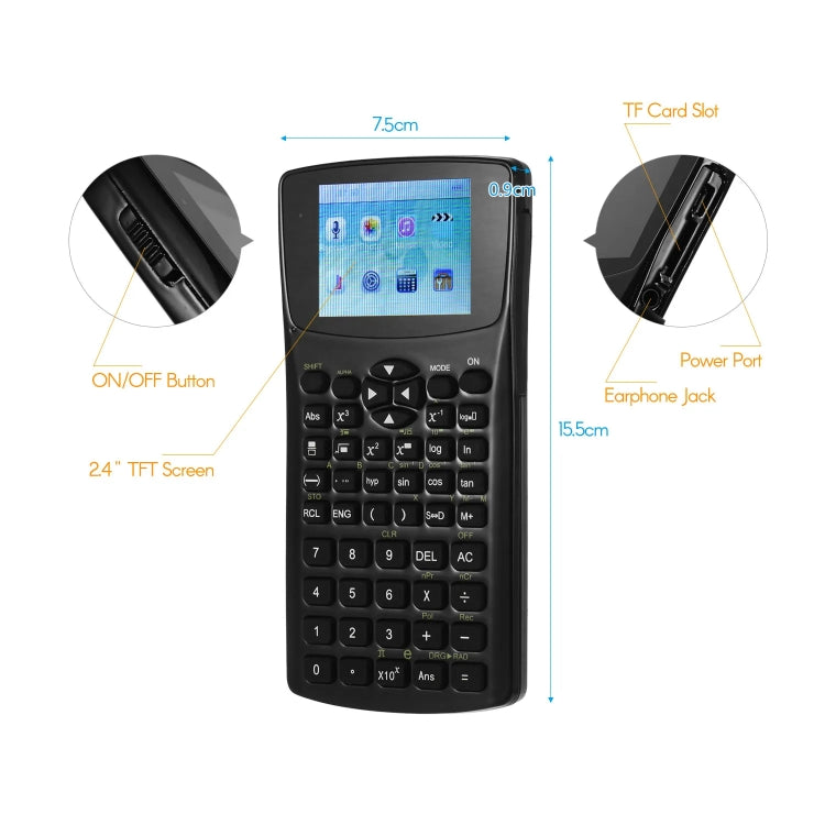2.4 inch Multifunctional Portable E-book Calculator, Support Audio Recording/Radio/Music & Video Playback/Image Browsing, 2.4 inch Calculator