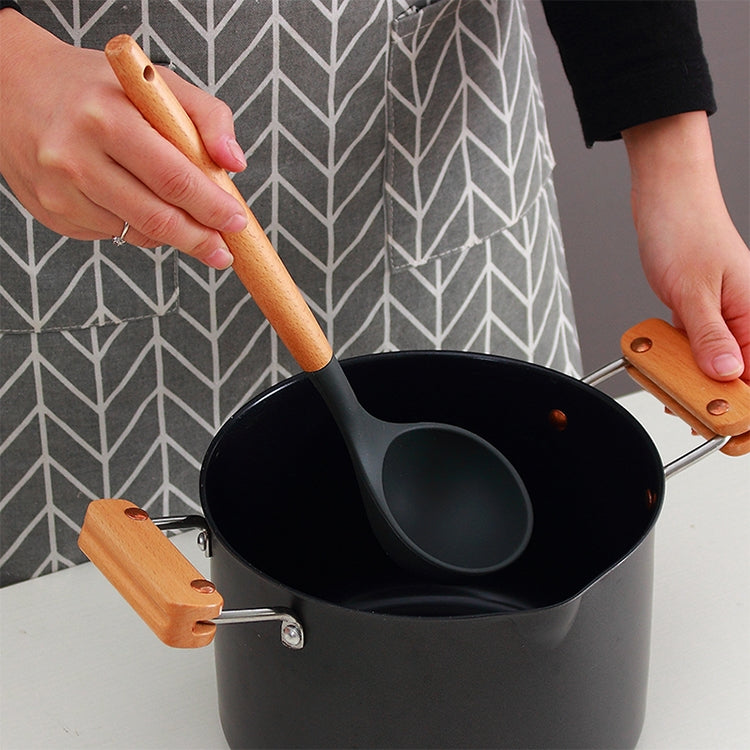 kn020 Set di utensili da cucina con cucchiaio spatola antiaderente in silicone 11 in 1 con manico in legno, 11 in 1