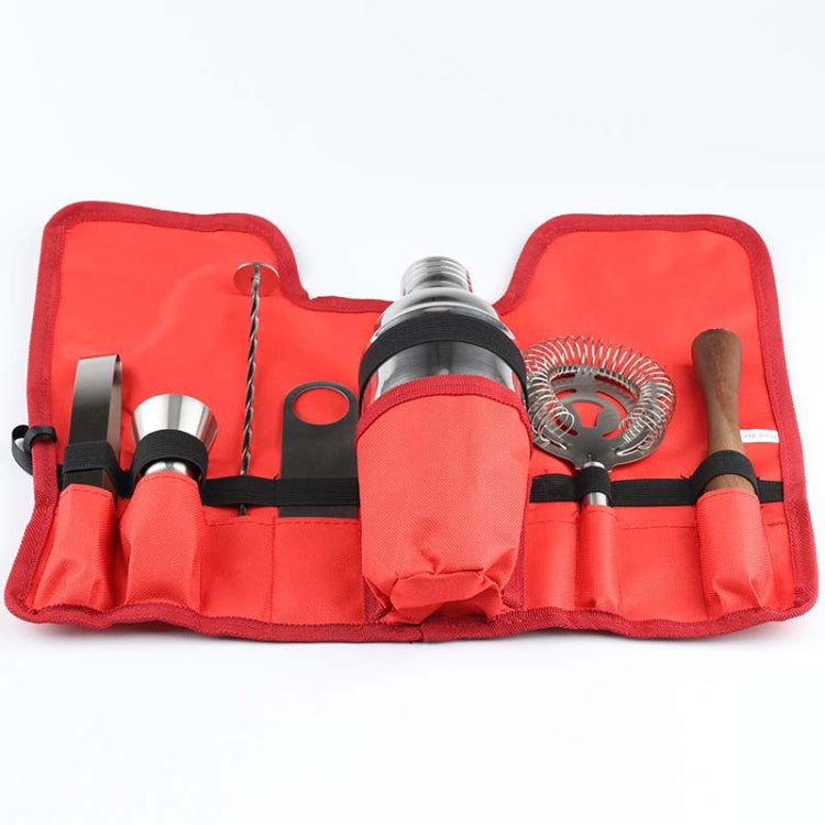 Set di strumenti per shaker per cocktail per vino 8 in 1 in acciaio inossidabile con borsa in tessuto, capacità: 800/600 ml, 800/600ml