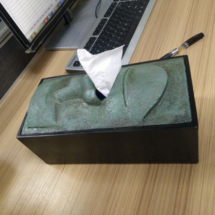 Scatola per fazzoletti per ufficio domestica creativa a forma di ritratto in pietra, Stone Portrait Shape