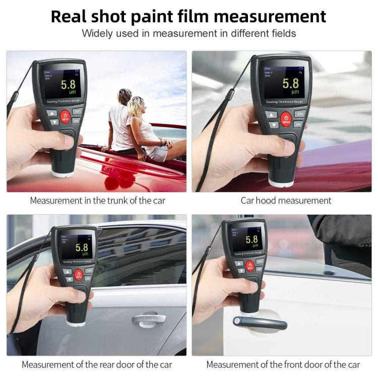 BENETECH GT2100 Anemometro digitale Calibro di spessore del rivestimento Schermo a colori Misuratore di spessore della vernice per auto, GT2100